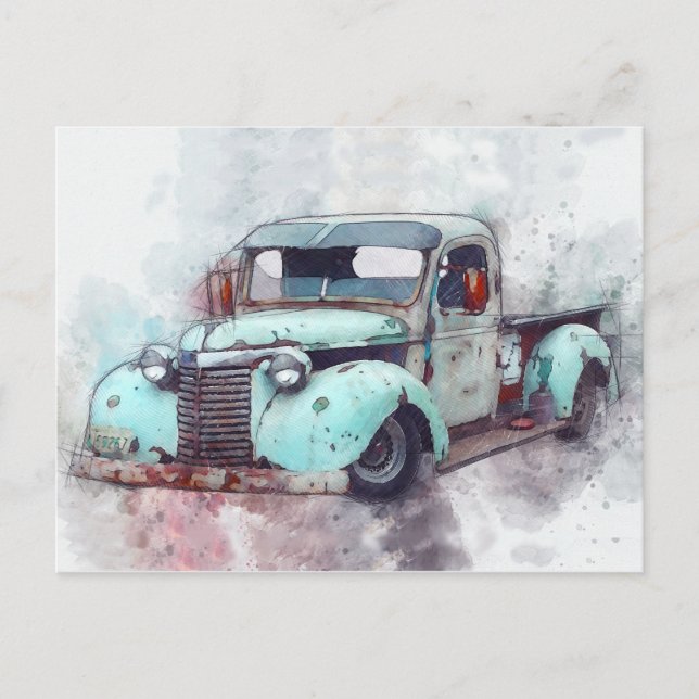 Carte Postale Vieux camion rouillé Vintage (Devant)