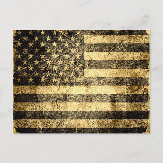 Carte Postale Vieux Drapeau Américain Grunge 2 (Devant)