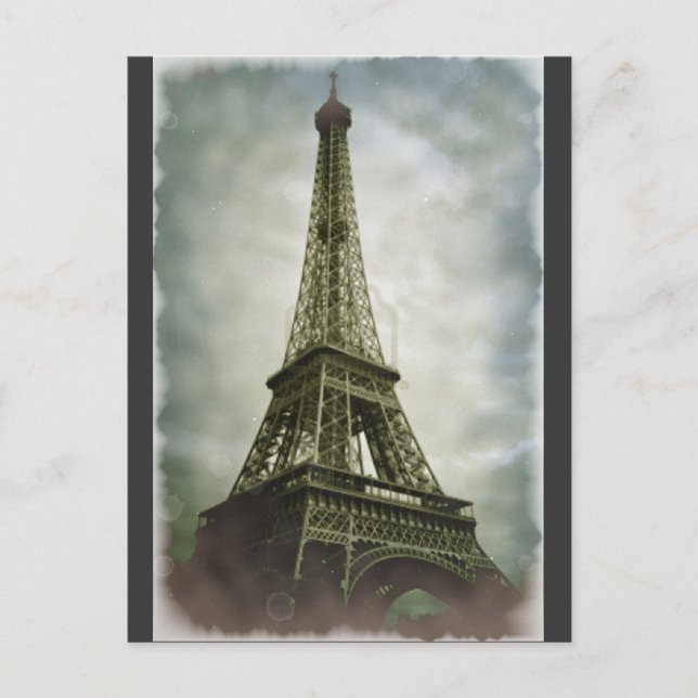 Carte Postale Vieux effet photo Tour Eiffel Paris (Devant)