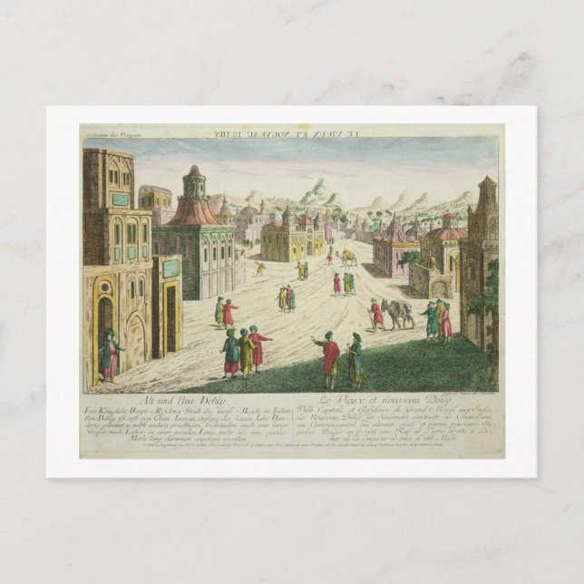 Carte Postale Vieux et New Delhi (aquatint) (Devant)