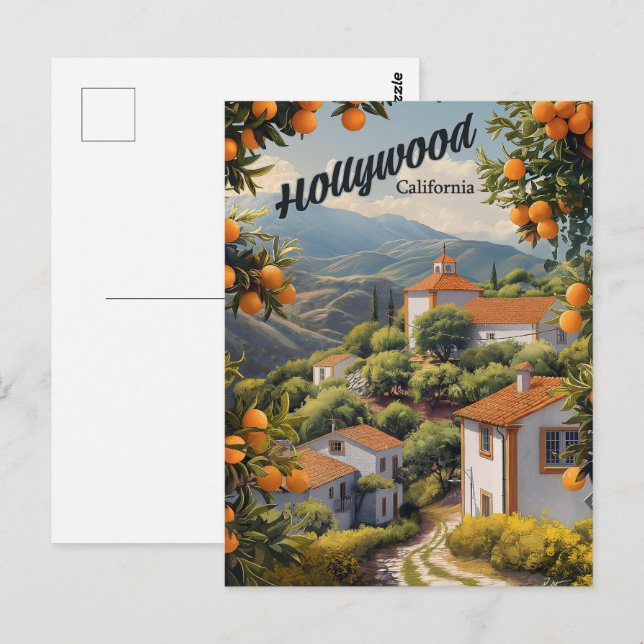Carte Postale Vieux Hollywood Californie : Orange Groves Await (Devant / Derrière)