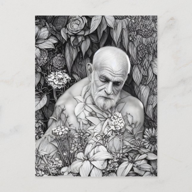 Carte Postale Vieux Homme De Plantes Et De Fleurs Art numérique (Devant)