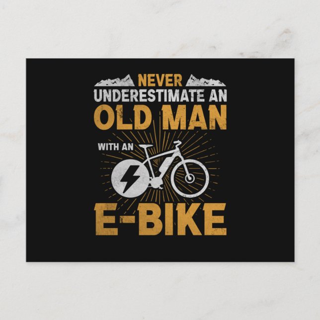 Carte Postale Vieux Homme E-Bike Vieux Hommes Vélo Balade à vélo (Devant)
