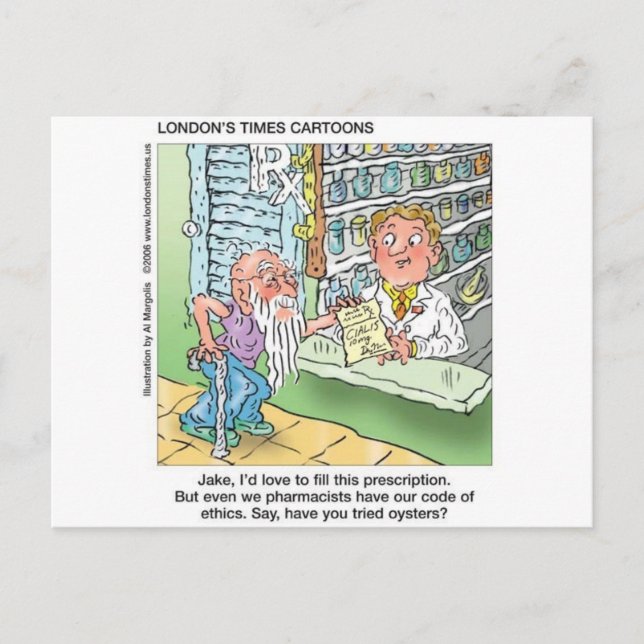 Carte Postale Vieux Homme & La Pharmacie Drôle Offbeat Dons Dons (Devant)