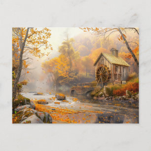 Carte Postale Vieux moulin à eau par ruisseau à l'automne