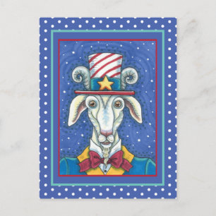 CARTE POSTALE VIEUX ONCLE DE CHÈVRE SAM, FUNNY FARM PATRIOTIC BI