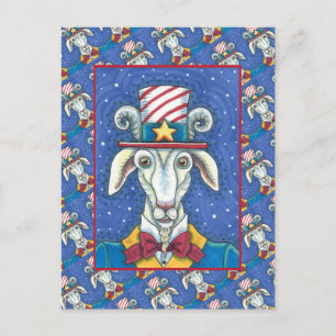 CARTE POSTALE VIEUX ONCLE DE CHÈVRE SAM, FUNNY FARM PATRIOTIC BI
