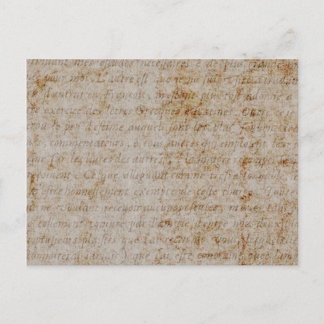 Carte Postale Vieux papier parcheminé de Français des textes (Devant)