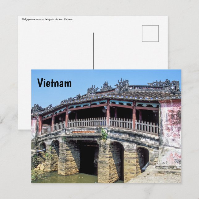 Carte Postale Vieux pont japonais couvert à Hoi An - Vietnam (Devant / Derrière)