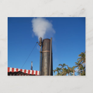 Carte Postale vieux sifflet à vapeur avec un panache blanc de va