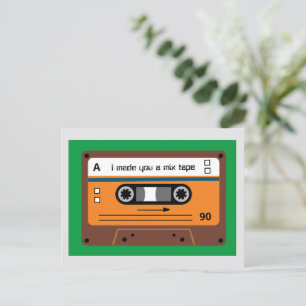 Carte Postale Vieux Skool Brown Cassette Mix Tape Salutations