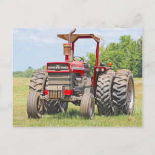 Carte Postale Vieux Tracteur À Double Roue Avec Canopée