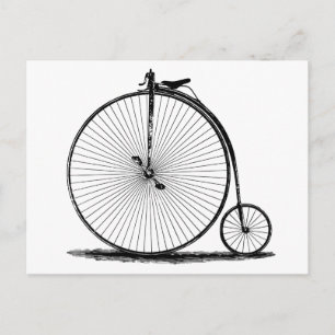 Carte Postale vieux vélo 19e siècle penny farthing l Vintage