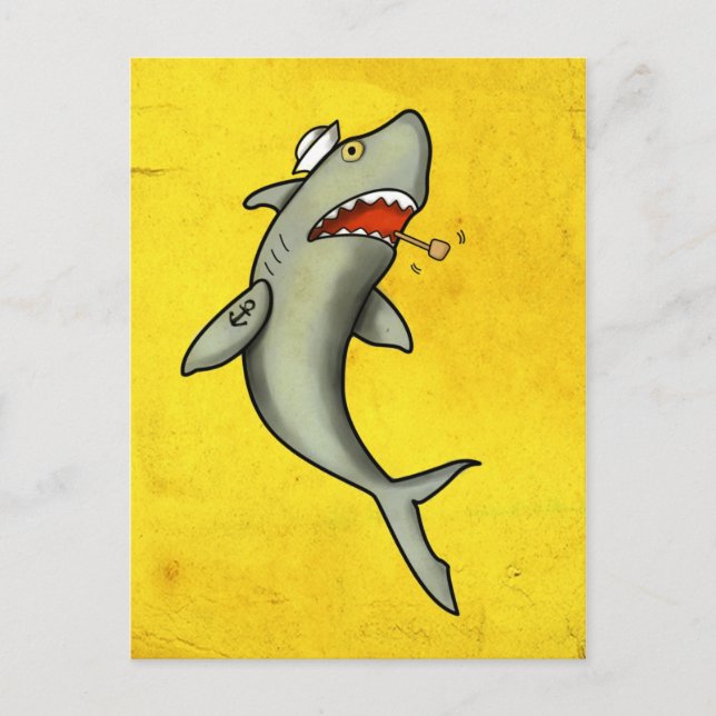 Carte Postale Vieux voilier requin (Devant)