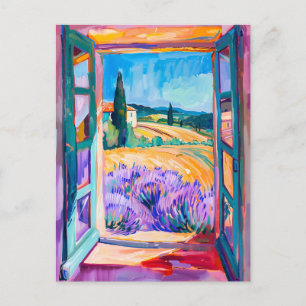 Carte Postale View of Lavender Fields à Summer. Painting