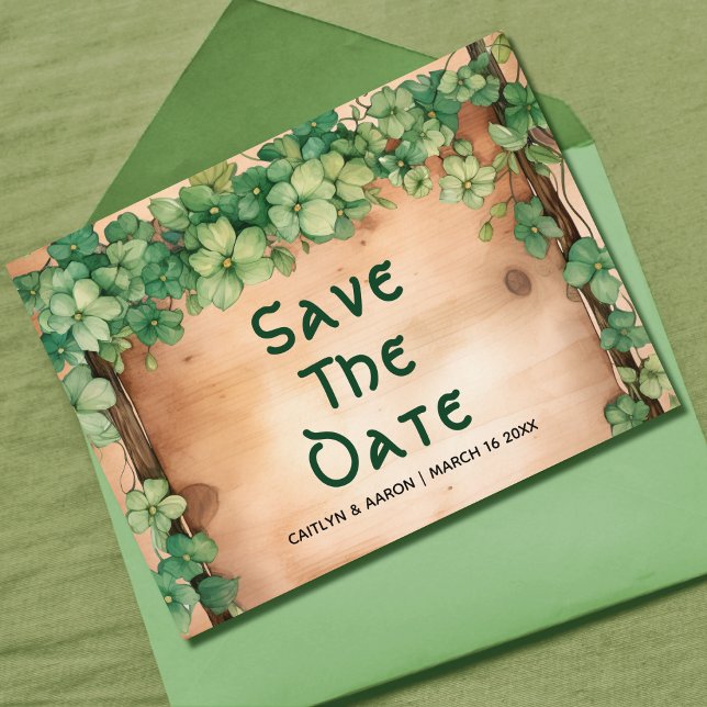 Carte Postale Vigne verte sur bois mariage irlandais de la Saint (Créateur téléchargé)