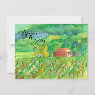 Carte Postale Vignoble Napa Valley Red Grange Field Rows