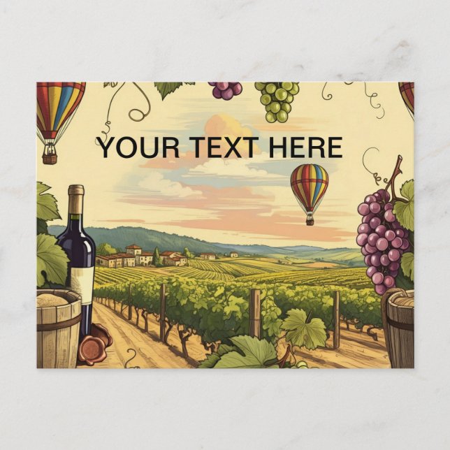 Carte Postale Vignoble personnalisé Vignoble Hot Air Balloon Voy (Devant)