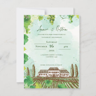 Carte Postale Vignoble romantique et Faire-part de mariage graph