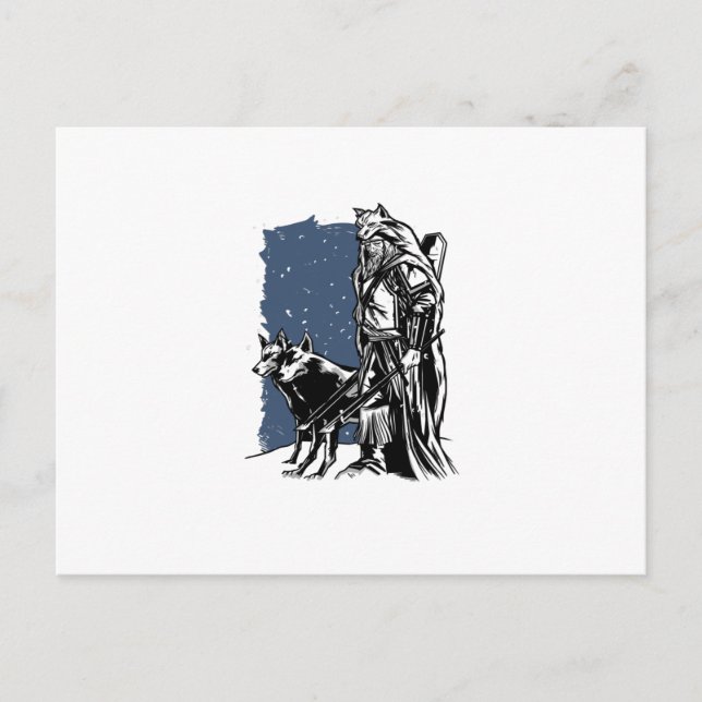 Carte Postale Viking et loups (Devant)