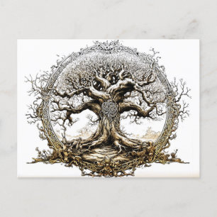 Carte Postale VikingSketch Pen Drawing of a Norse Yggdrasil tree