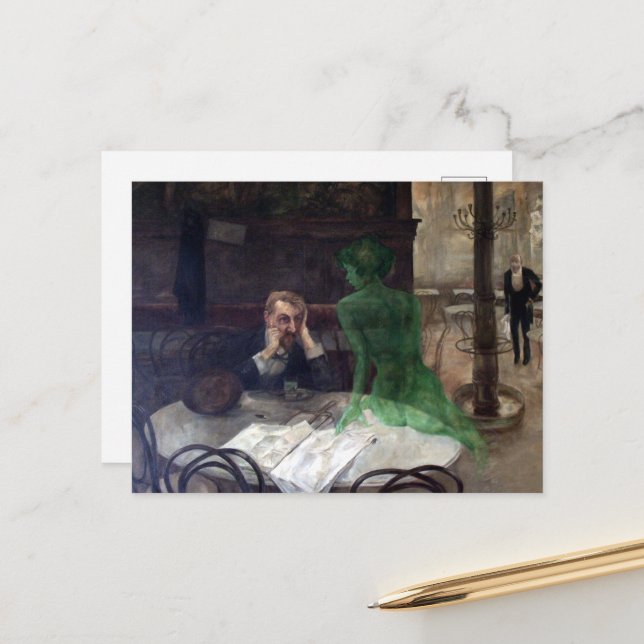 Carte Postale Viktor Oliva The Absinthe Drinker (Devant/Arrière en situation)