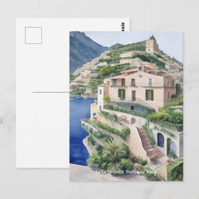Carte Postale Villa Treville Positano Italie Art exclusif (Devant / Derrière)