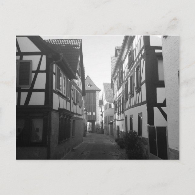 Carte postale Village allemand noir et blanc (Devant)
