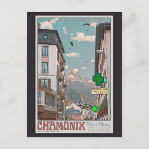 Carte Postale Village de Chamonix (blanc)
