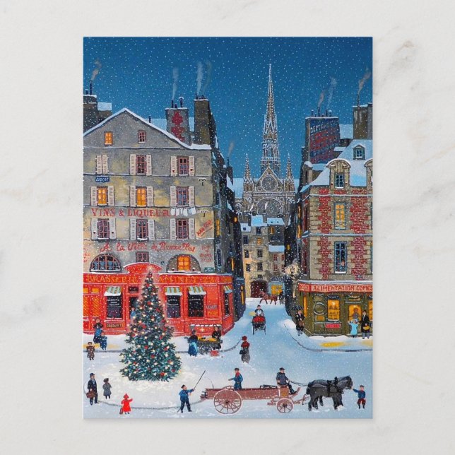 Carte Postale Village de Noël Vintage (Devant)