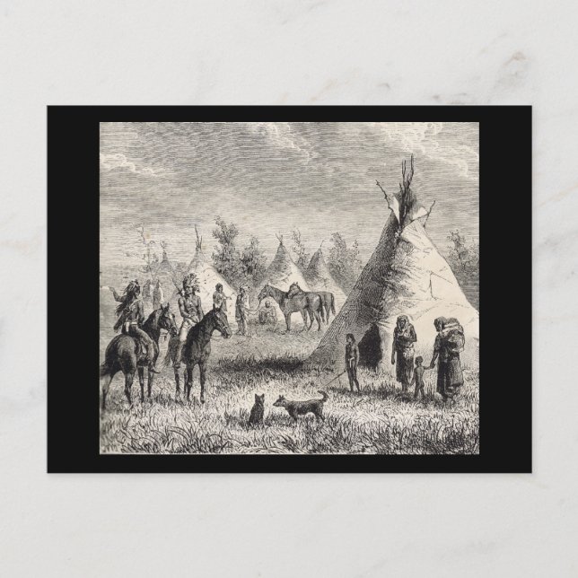 Carte Postale Village de Sioux, circa 1876 (Devant)