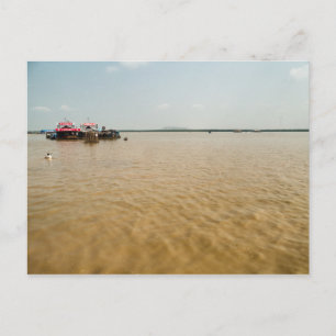 Carte Postale Village flottant de magasins sur le lac, Cambodge