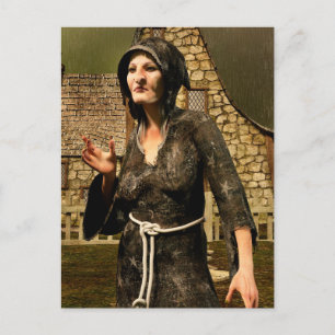 Carte Postale Village médiéval de sorcière de fantasy Halloween