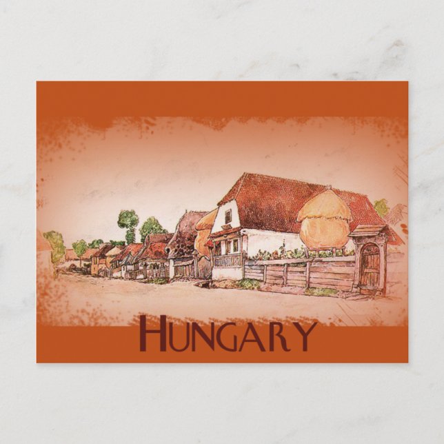 Carte Postale Village vintage de Hongrie (Devant)