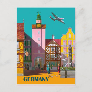Carte Postale Ville allemande, affiche de publicité aérienne vin