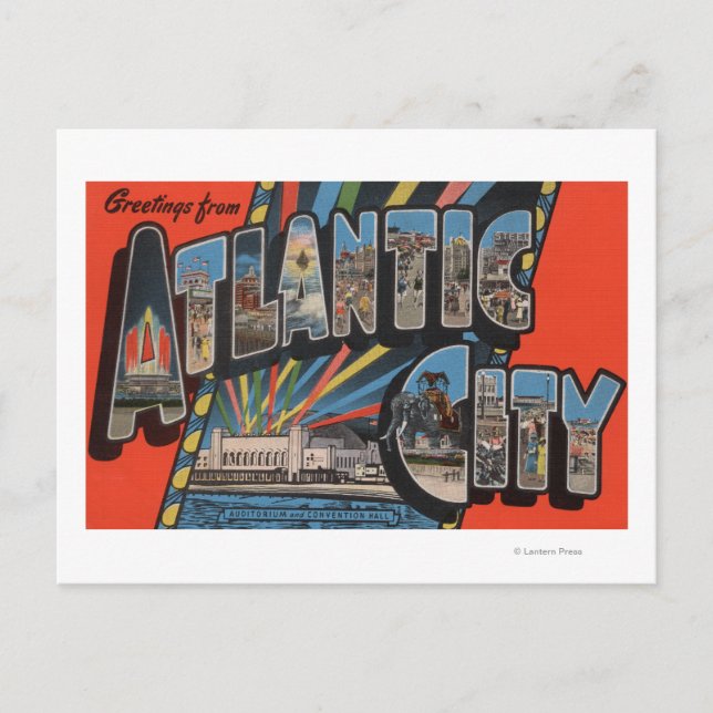 Carte Postale Ville Atlantique, New Jersey - Grande Lettre (Devant)