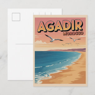Carte Postale Ville balnéaire vintage d'Agadir souvenirs de voya