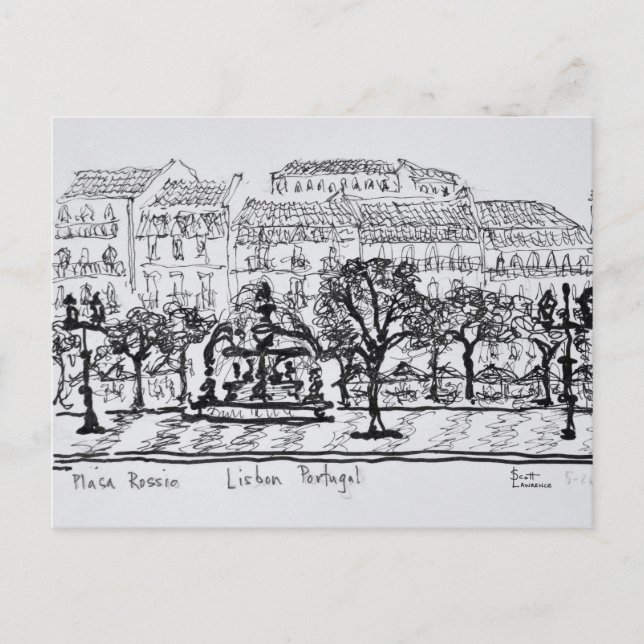 Carte Postale Ville Carré Placa Rossio | Lisbonne, Portugal (Devant)