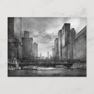 Carte Postale Ville - Chicago, IL - Regard sur l'avenir BW