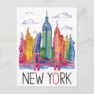 Carte Postale ville colorée de new york