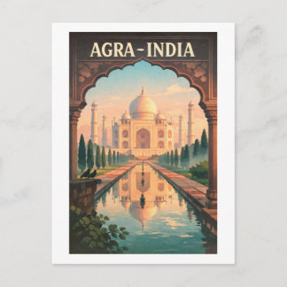 Carte Postale Ville d'Agra, voyage rétro en Inde 2026