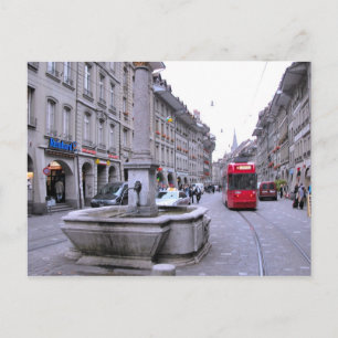 Carte Postale Ville de Berne - Fontaine et tramway