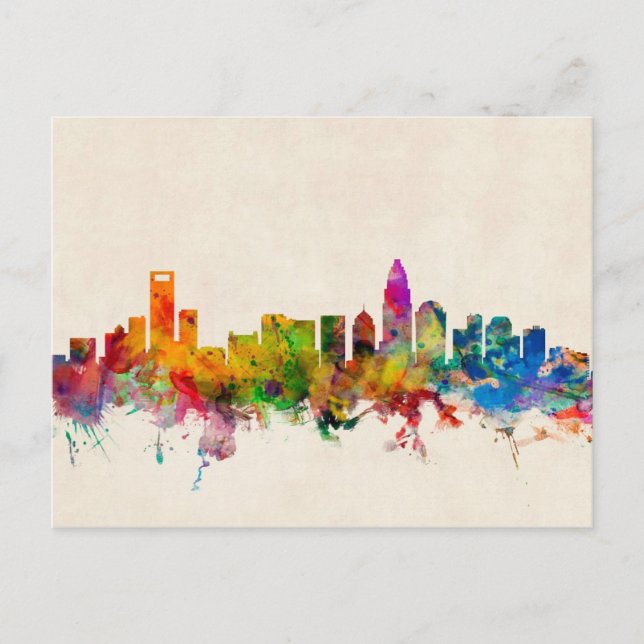 Carte Postale Ville de Charlotte North Carolina Skyline (Devant)