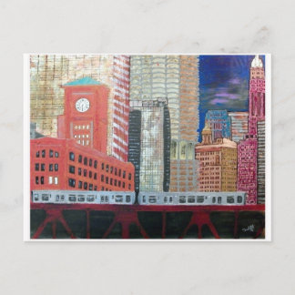 Carte Postale Ville de Chicago avec El Train