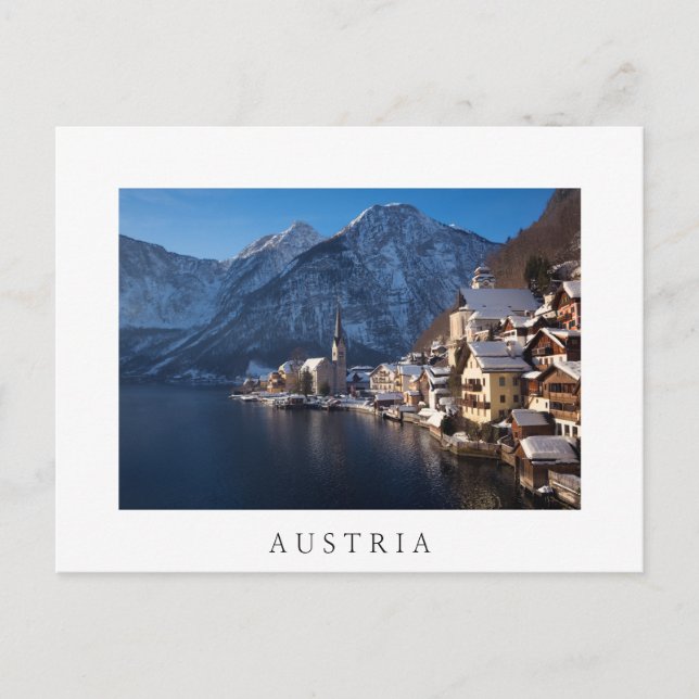 Carte Postale Ville de Hallstatt dans la neige en hiver (Devant)