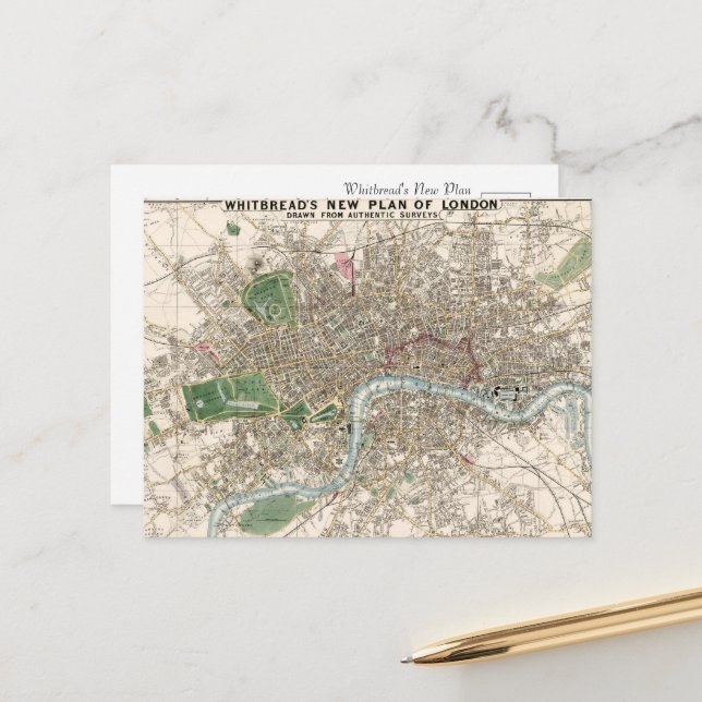 Carte Postale Ville de l'époque victorienne (Devant/Arrière en situation)