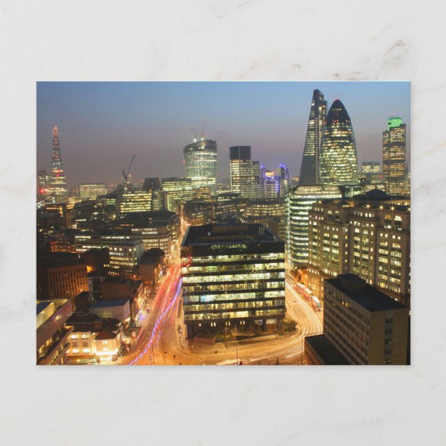 Carte Postale Ville de Londres Skyline au coucher du soleil (Devant)