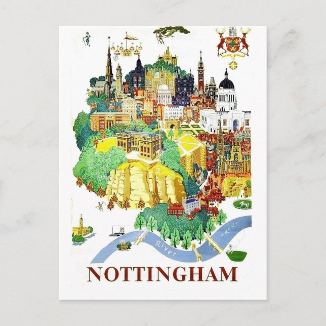 Carte Postale Ville de Nottingham, maisons, Grande-Bretagne, vin (Devant)