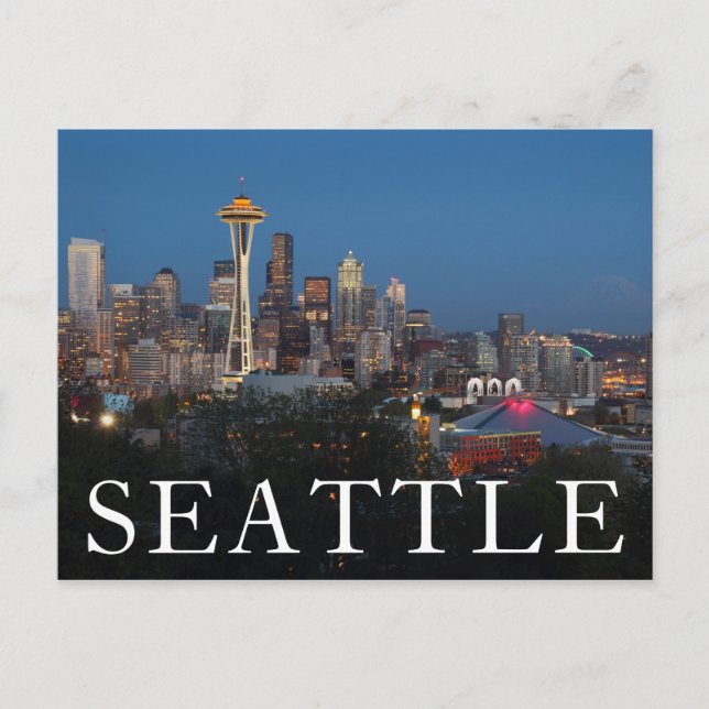 Carte Postale Ville de nuit | Seattle, Washington (Devant)