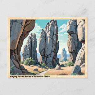 Carte Postale Ville de Rocks Réserve nationale Idaho Vintage